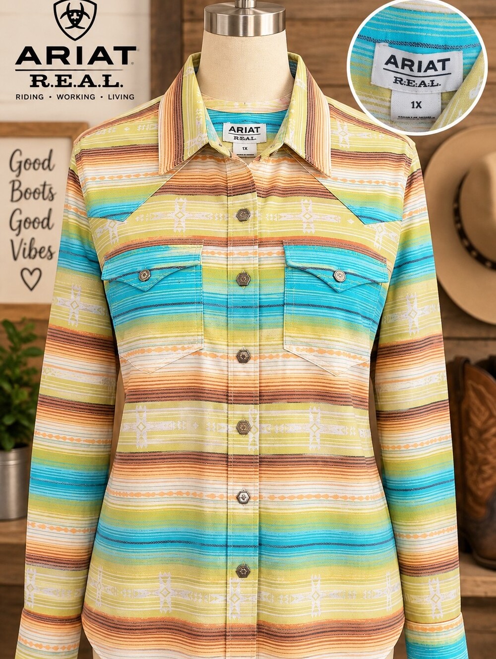 Ariat R.E.A.L. Women's Southwestern Western Button Shirt 1X